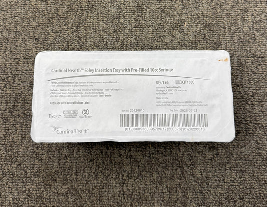 Foley Insertion tray with pre-filled 10cc syringe